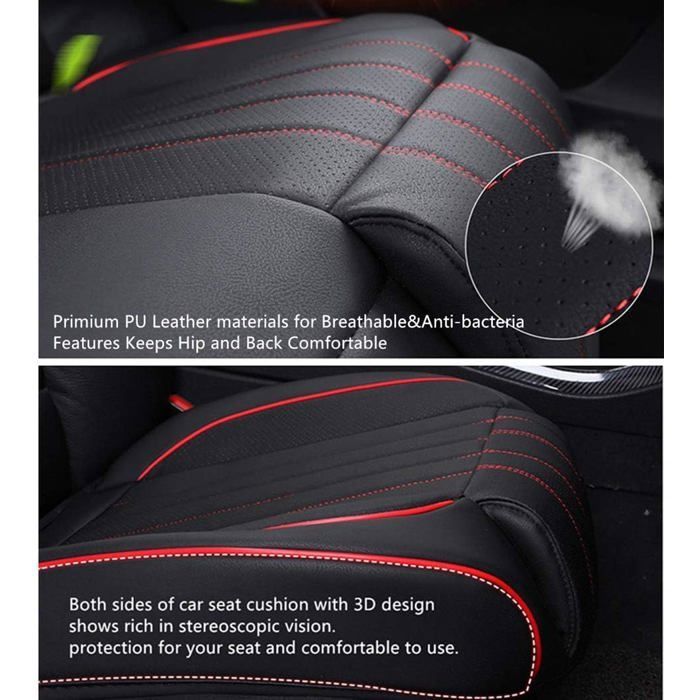 Funda para asiento de coche, cojín para conductor y pasajero delantero con almohada de soporte, 2 piezas PZCC