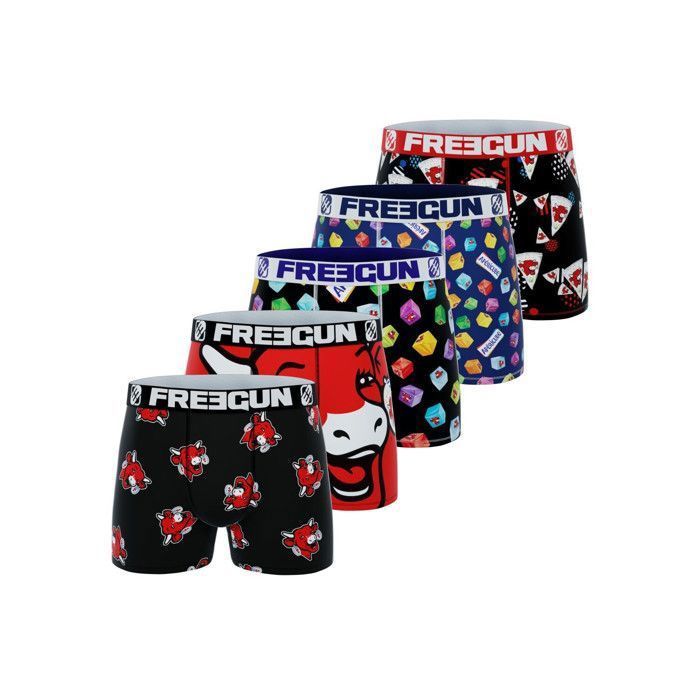 Freegun Men's Boxer Shorts LA VACHE QUI RIT, Men's Underwear - Black (Pack of 5)