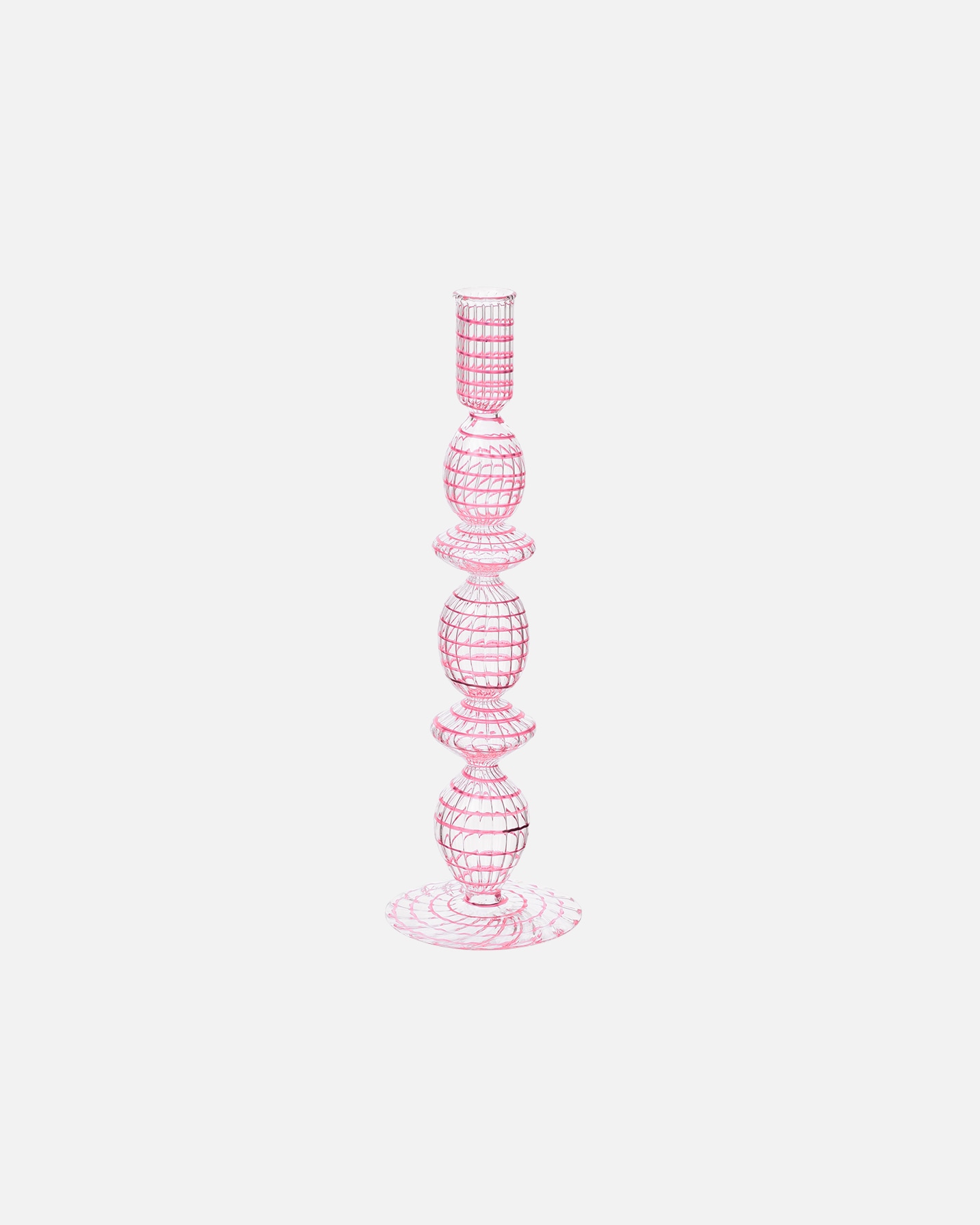 Bougeoir en verre PIP Studio, motif tourbillon rose – 1 pièce