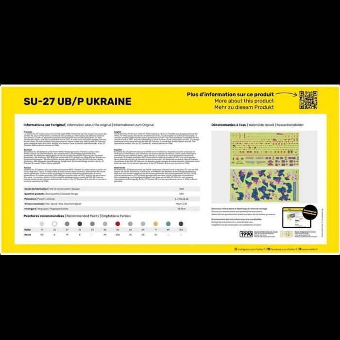 HELLER - Maquette Avion Starter Kit Su-27 Ub/p Ukraine Heller 56371 1/72ème Maquette Char Promo - Ref : 13893