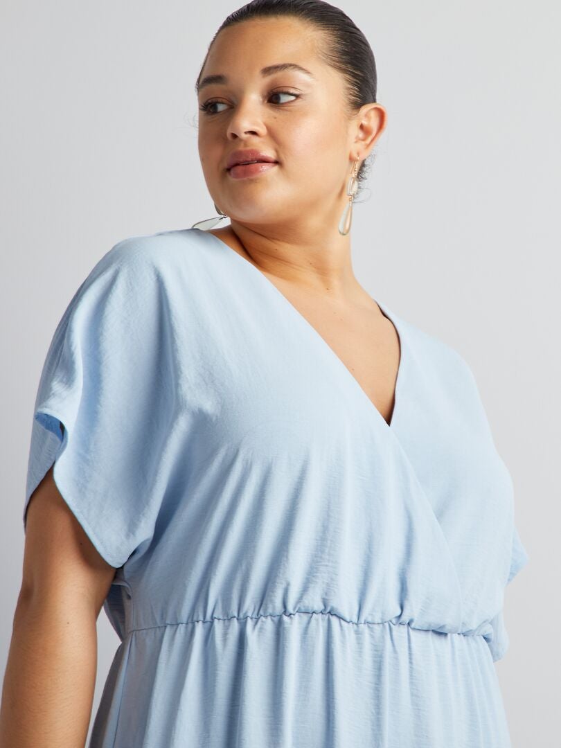 Zachte jurk met korte mouwen - BLAUW