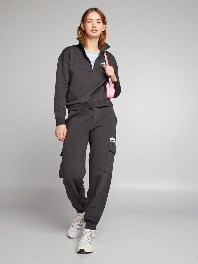 Sudadera estilo camionero de tejido polar - NEGRA