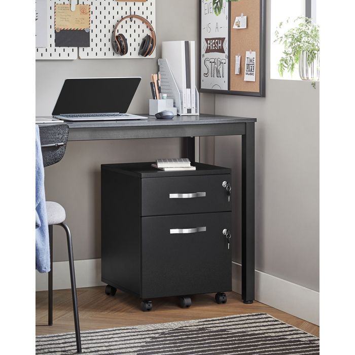 Caisson de Bureau VASAGLE - Rangement pour Dossiers Suspendus - Noir LCD22BV1