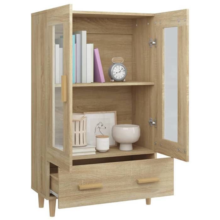 Aparador alto con múltiples compartimentos de almacenamiento - UU - Roble Sonoma - 70x31x115 cm - Madera de ingeniería C138
