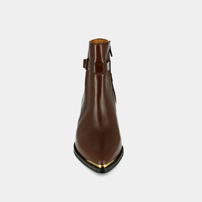 Boots à bouts pointus  en cuir marron