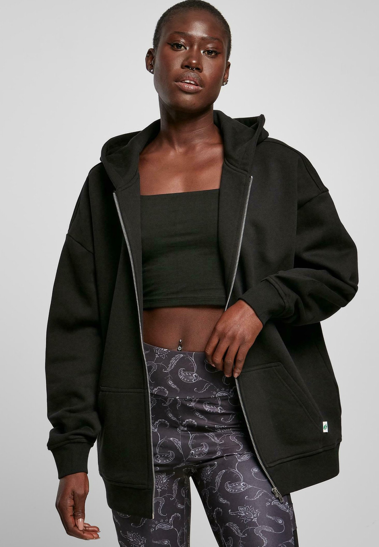 Sweat-shirt zippé Urban Classics OVERSIZED - noir
