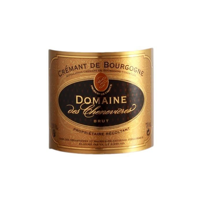Crémant de Bourgogne Blanc - Lot de 6x75cl - Domaine des Chenevières - Vin effervescent AOC Blanc de Bourgogne