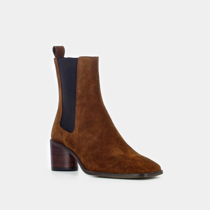 Bottines à talons  en croute cognac