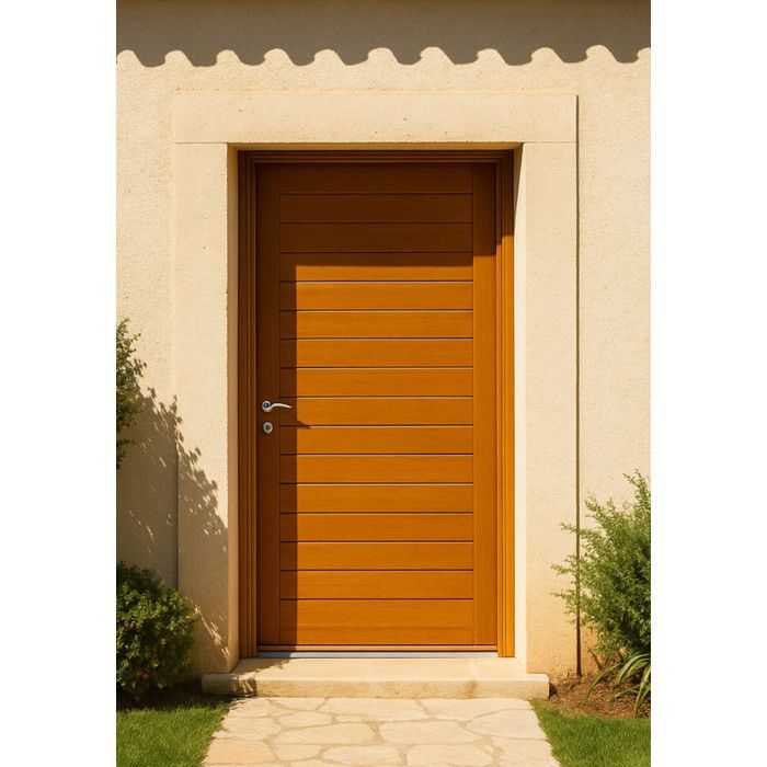 Porta d'ingresso Laura in legno massello, H.215 x L.90 cm, apertura a destra, maniglia, serratura a cilindro.