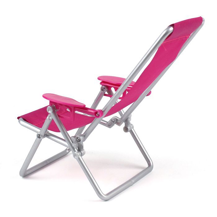 silla de playa plegable en miniatura de color rosa brillante, lindos muebles de escritorio, accesorios para muñecas, casa de muñecas, juguete
