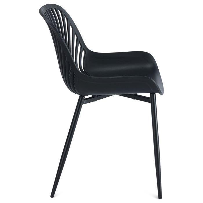 Set di 4 sedie da giardino VERDE, poltrone da esterno in plastica con gambe in metallo nero, schienale ventilato, portata massima 150 kg.