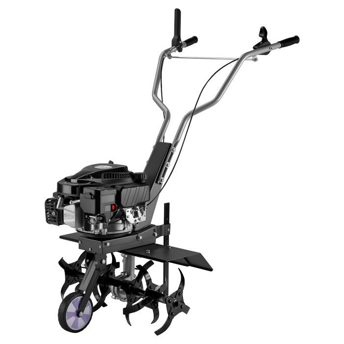 Wiltec Motobineuse 60 cm 2,5 KW 6 Fraises Lames Réservoir 0,8L Profondeur 25 cm Motoculteur Essence Moteur OHV Aérateur Scarificateu