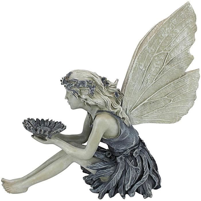 Qagazine Fountains Garden Decoration Sunflower Fairy Two-Tone Fairy Statue Egg Feeder for 868
