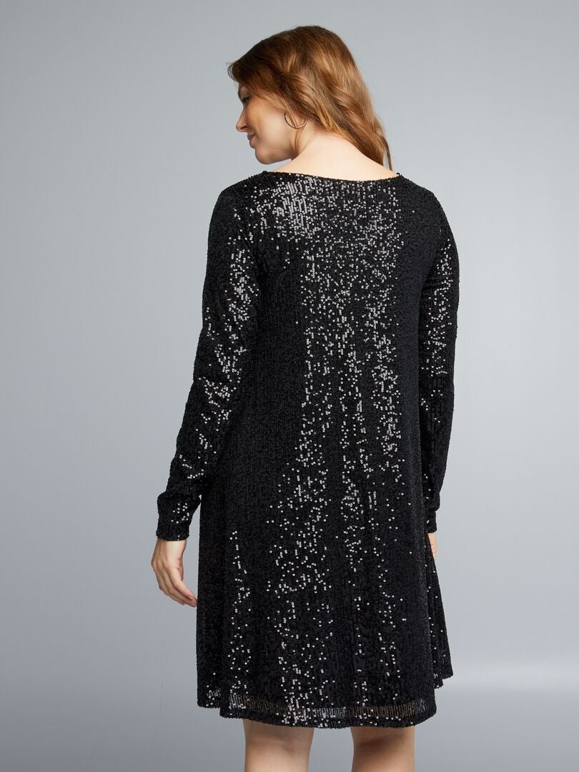 Vestido de maternidade com lantejoulas - PRETO