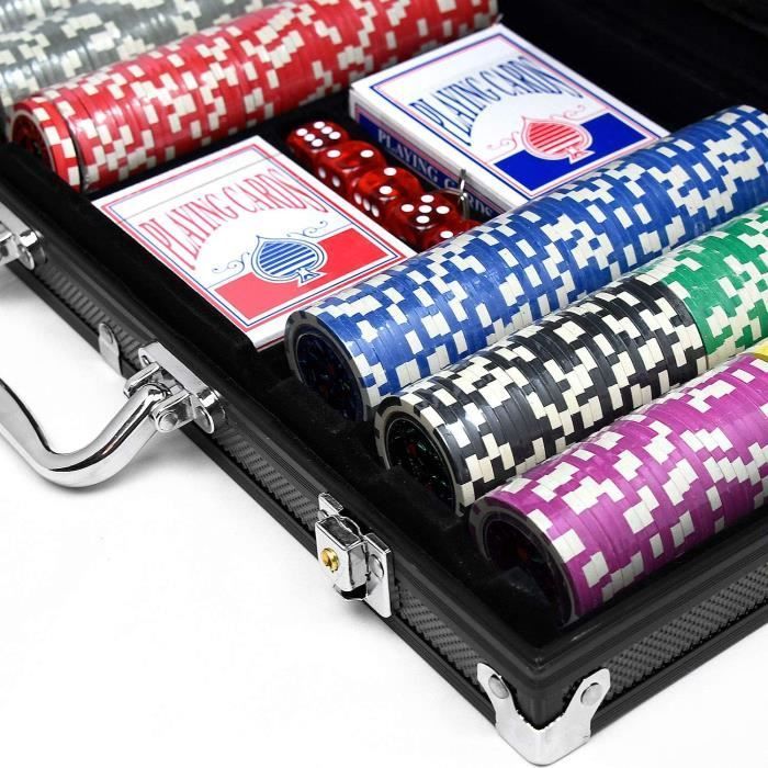 Juego de póker profesional con 500 fichas láser - NAIZY - Estuche de aluminio negro
