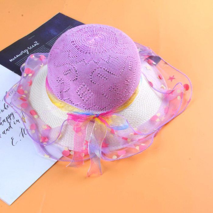 Sombrero de sol FUNMOON para niñas con bolso de paja, protección solar, protección UV, estilo Panamá, nueva colección - 722071