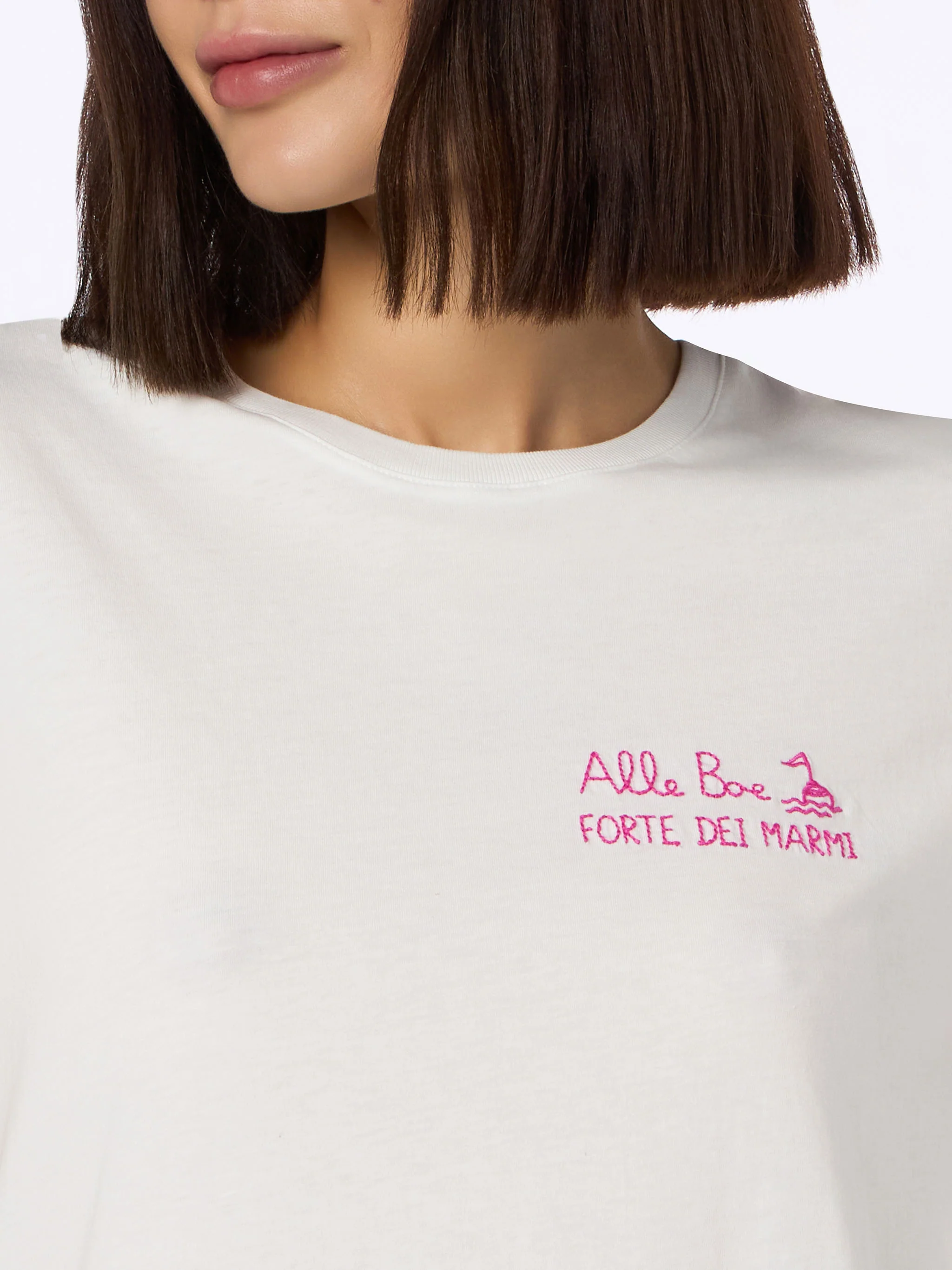 Emilie dames T-shirt met ronde hals van katoenen jersey en Bacia-print