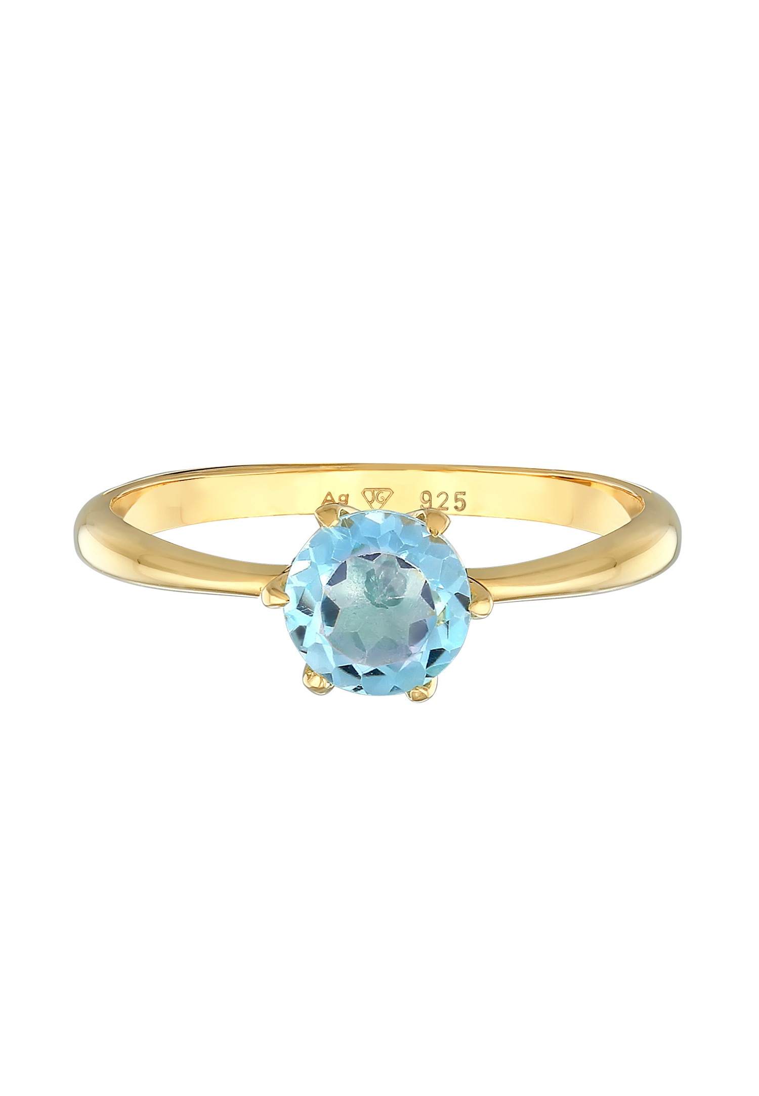 Elli PREMIUM Femmes Solitaire Basic avec topaze en argent sterling 925 plaqué or