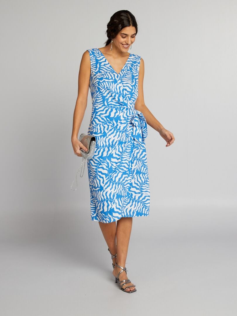 Vestido midi sem mangas - AZUL