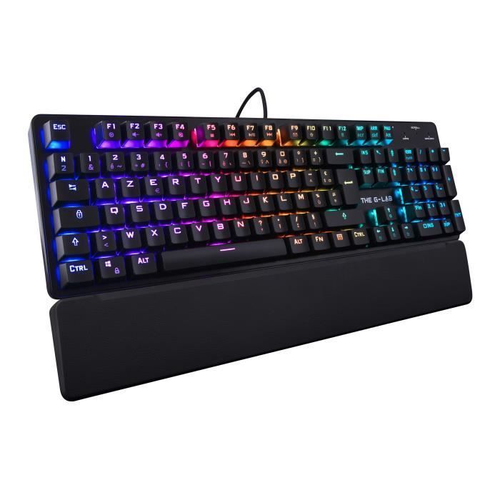 Tastiera da gioco - The G-Lab - KEYZ RUBIDIUM - Meccanica (Switch rossi) - Poggiapolsi - RGB - Cablata - AZERTY - Nera