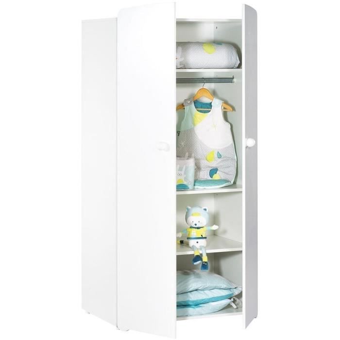 Conjunto básico de tres piezas para habitación infantil Baby Price: cuna de 120x60 cm, cambiador y armario - Blanco