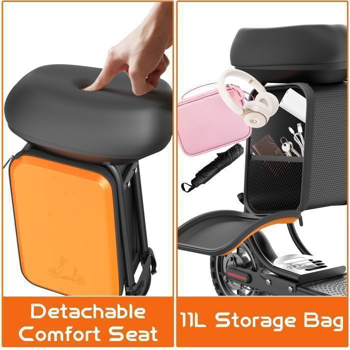 Trottinette Électrique LP60 Avec Siège et Sac de Rangement  11L , Moteur 350W, Autonomie 25km, 30km/h, Roues 8.5