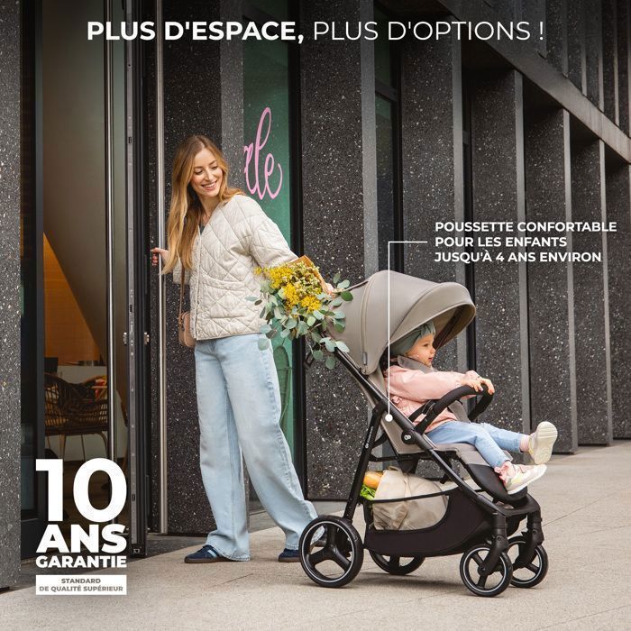 Poussette Kinderkraft Trig 3 Gris pliable d'une main