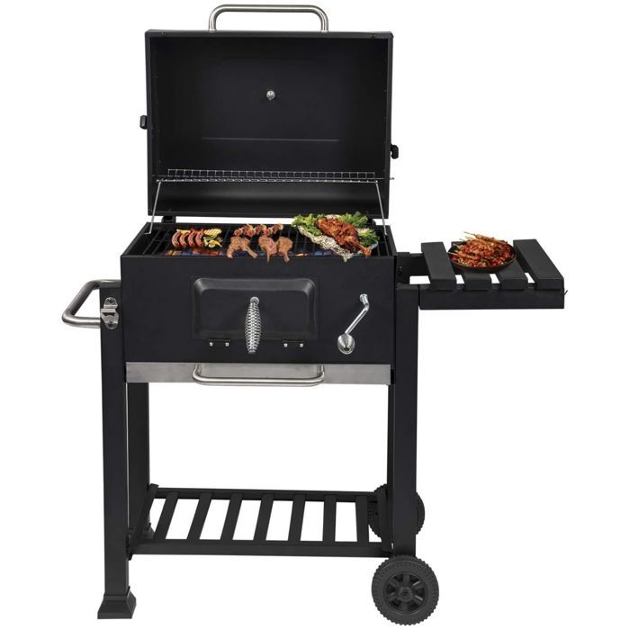 WOLTU Barbecue au Charbon de Bois, Barbecue réglable en Hauteur et avec Roues, adapté pour les fêtes en plein air, Noir