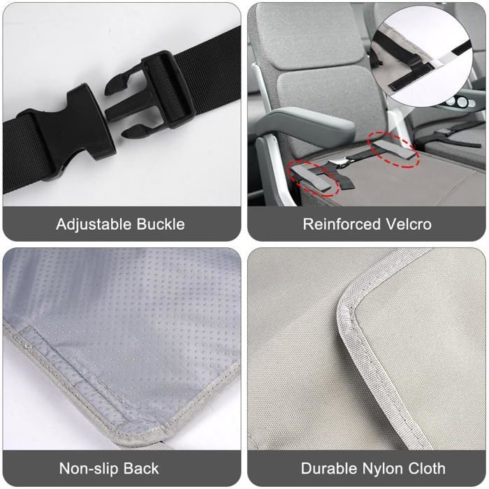 Toddler Car Bed, Airplane Seat Extension, Children's Airplane Seat Extension, Portable Bed for Flight, Car, Train (Grey)