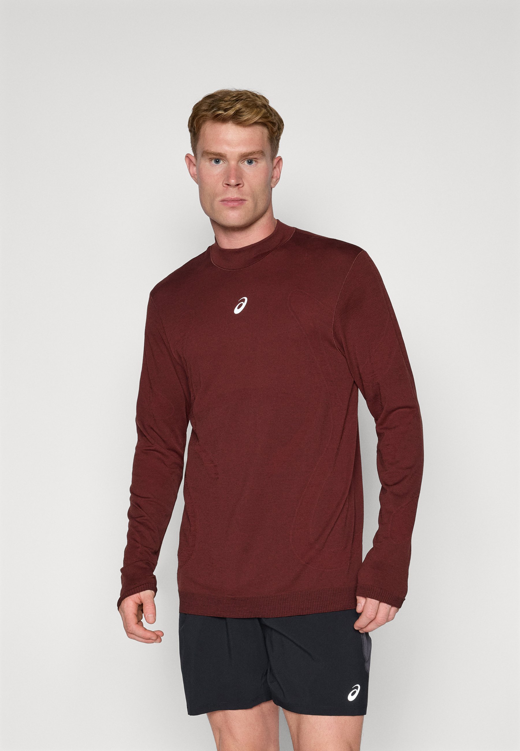 Maglia a maniche lunghe ASICS ROAD WINTER SEAMLESS TOP - Rosso scuro planet