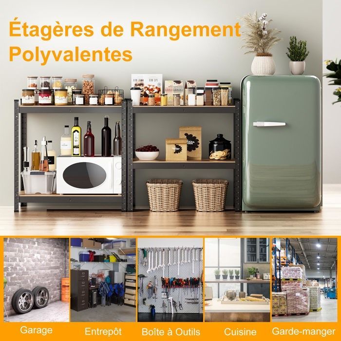 Mueble de almacenamiento multiusos COSTWAY, 4 estantes ajustables, capacidad de carga de 130 kg por nivel, para garaje, taller, cocina, almacén, color negro.