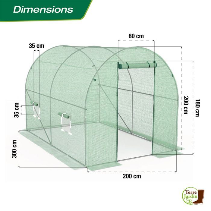 Serre tunnel de jardin 6M² avec bâche renforcée