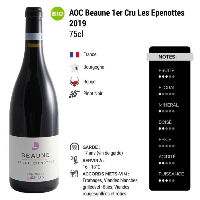 Dominique Lafon Beaune 1er Cru Les Epenottes 2019 - Grand Vin Rouge de Bourgogne (3x75cl) BIO
