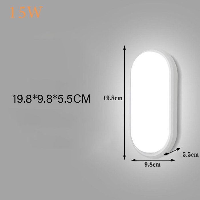 Applique Murale Intérieure 15W LED, Lampe Ovale Plafonnier, IP54 4000K Applique Murale Cave, Lumière Humide Pour Salle De bain