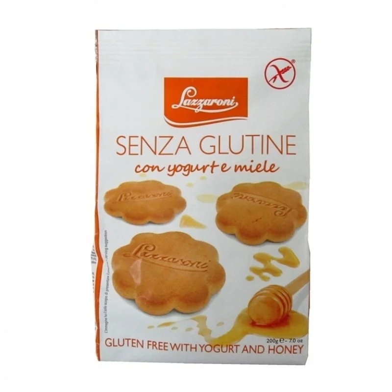 Biscoitos LAZZARONI com mel e iogurte 200g Produto para celíacos