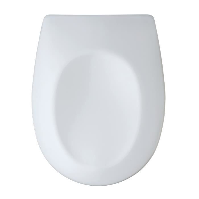 WENKO Toilet Seat with Soft Close VARONI, Easy Clip-On Toilet Bowl, Made of Robust Duroplast, 35x44.5 cm