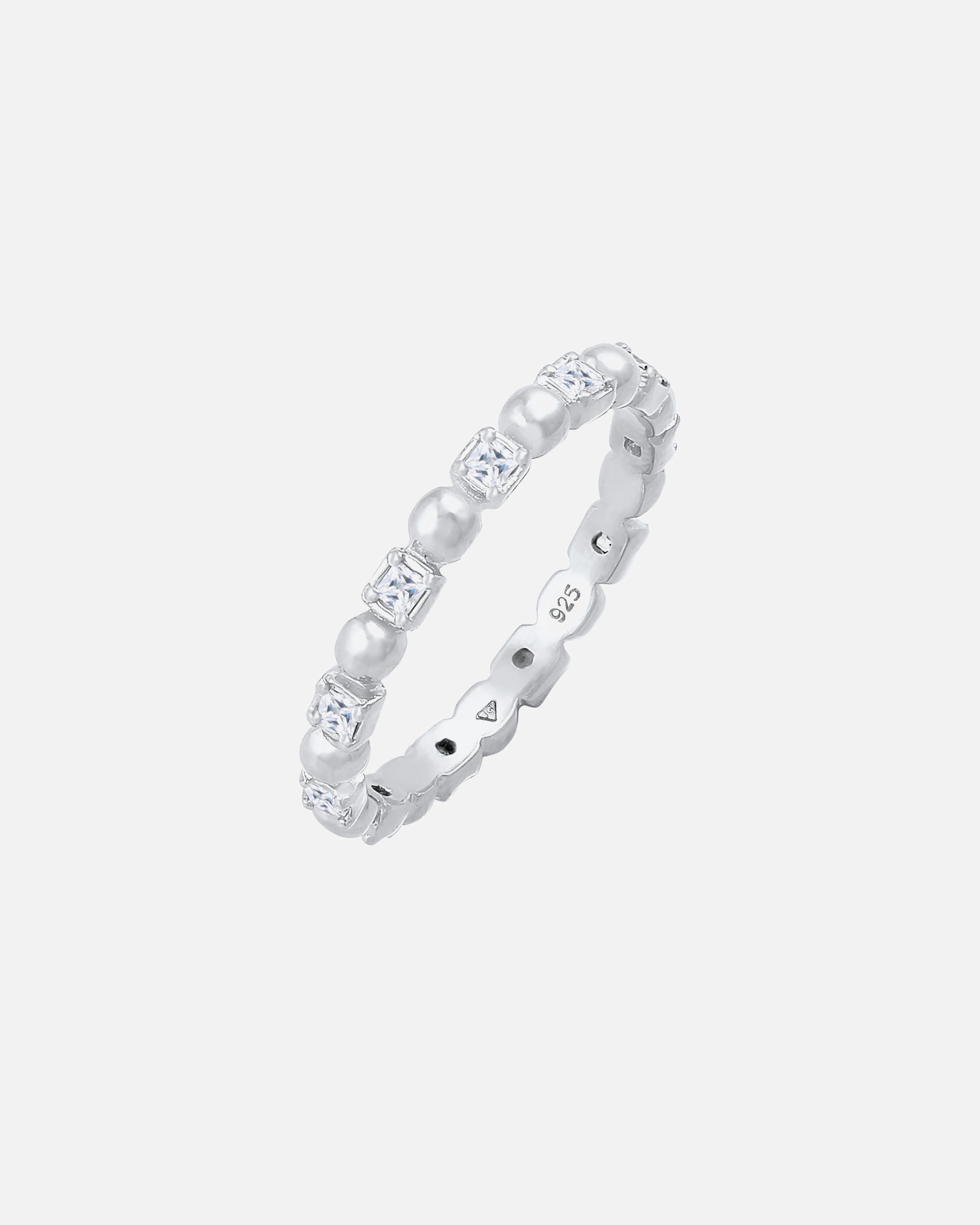Elli Bague pour dames Boule carrée minimale avec zirconium en argent sterling 925 plaqué or