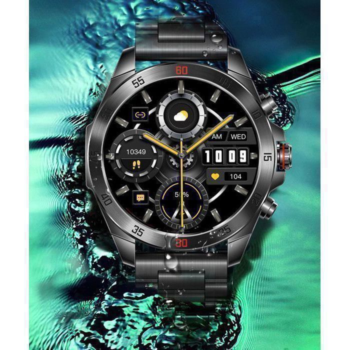 Montre Connectée Homme XtraDiTech Bracelet Acier Inoxydable Noir Luxe 1,43 AMOLED Appel Bleutooth Assistant Vocal Micro HautParleur