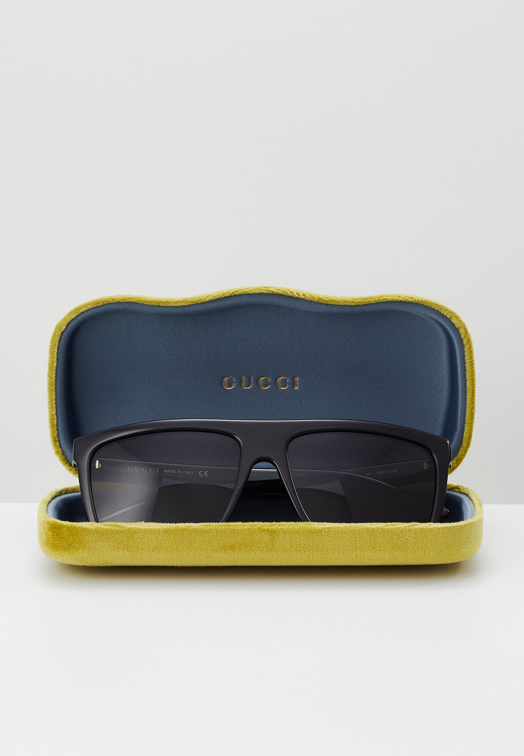 Gucci WEB GG RECHTHOEKIGE ZONNEBRIL MET PLATTE BOVENKANT VAN ACETAAT - Zonnebril - zwart/grijs