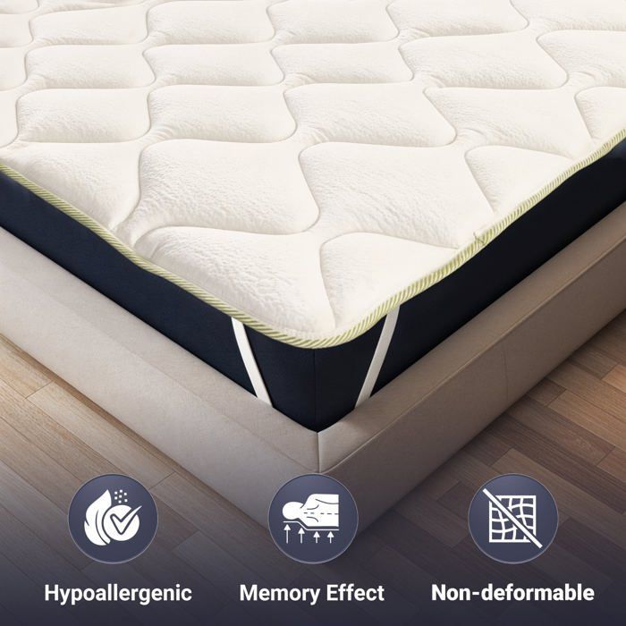 The White Stone Surmatelas Rafraîchissant 90x200 cm avec Élastiques | Correcteur de Matelas avec Technologie Cooler | Hauteur 4 cm