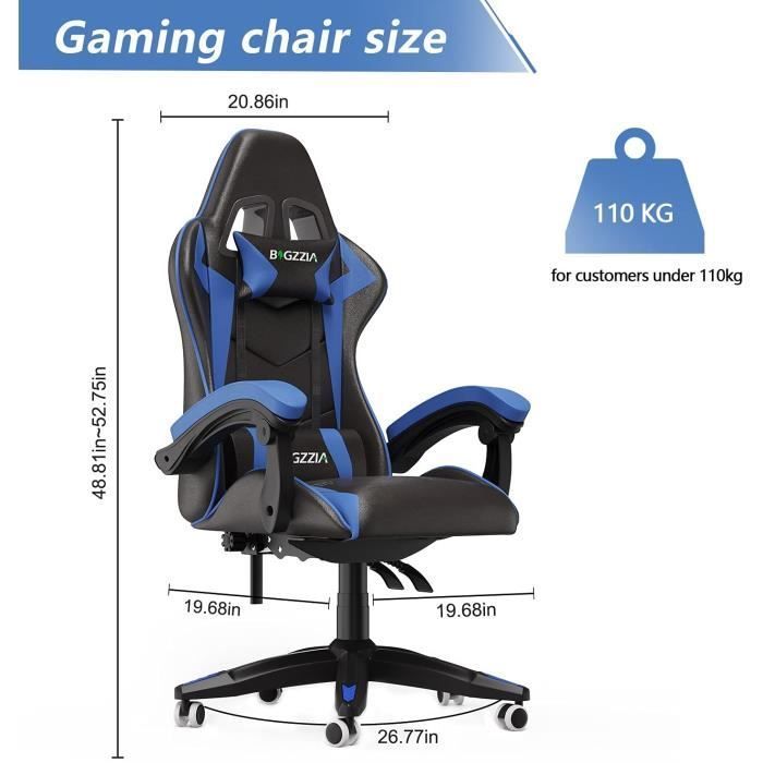 BIGZZIA Gaming Chair - Adjustable Swivel Office Chair - Reclining Cushion and Backrest