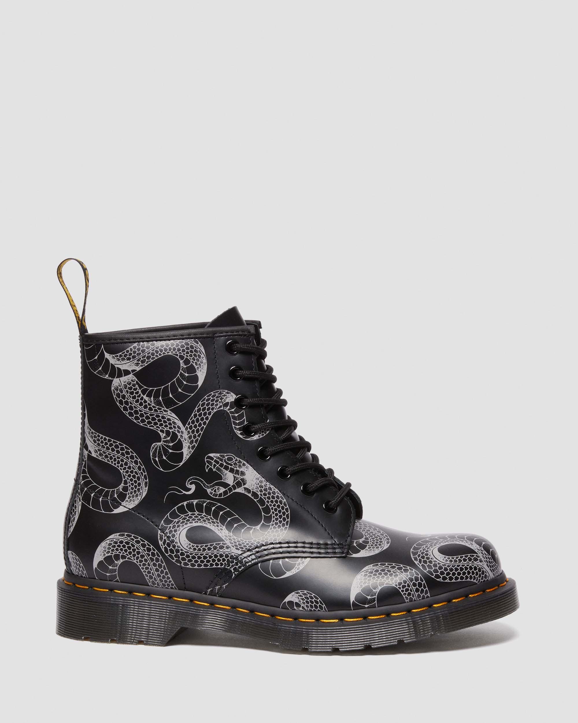 1460 Serpent Print Leather Lace Up Boots