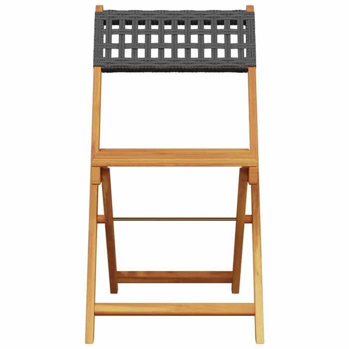 Sedie da giardino pieghevoli - vidaXL - Set da 8 - Nere - Poly rattan - Legno massello di acacia - 41x52,5x80 cm