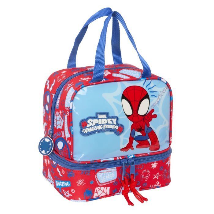 Kinderlunchtas - Safta - M040 - Meerkleurig - 20x15x20 cm - Polyester - Ritssluiting - Rood, Blauw