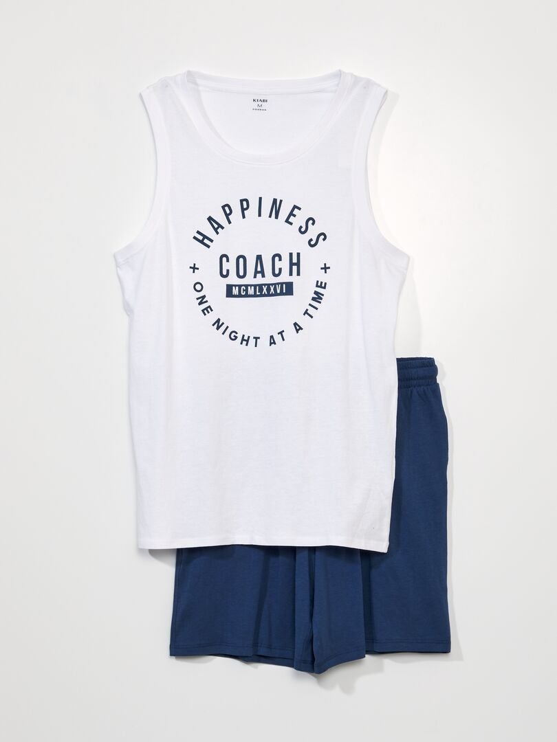 Pijama curto - estampa esportiva - 2 peças - BRANCO