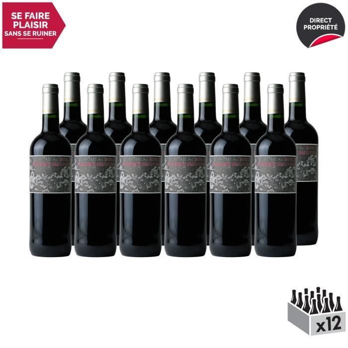 Merlot et Cabernet Sauvignon Rouge - Lot de 12x75cl - Les Frères Moine - Vin Rouge du Sud-Ouest - Appellation VDF Vin de France -