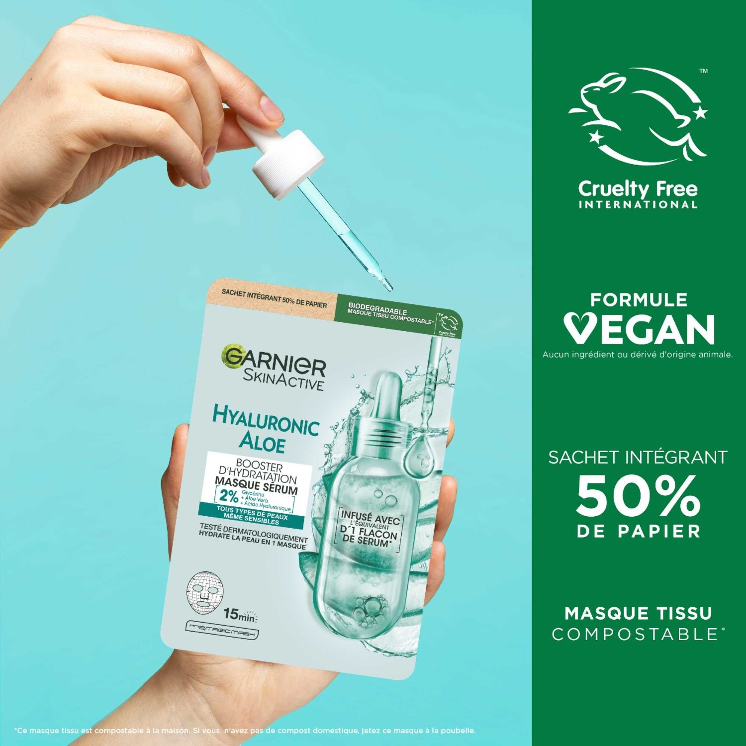 Garnier Masque Tissu Hyaluronic Aloe Booster d'Hydratation