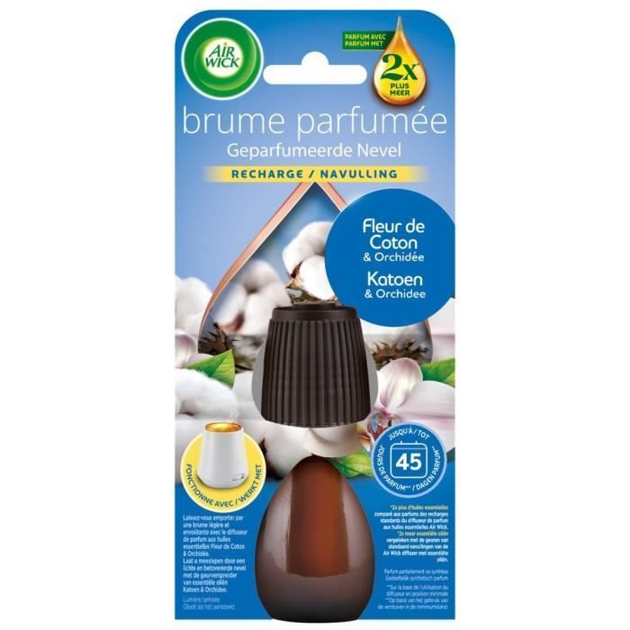 Lot de 3 Recharges Diffuseur Brume Parfumée désodorisant Huiles essentielles Coton