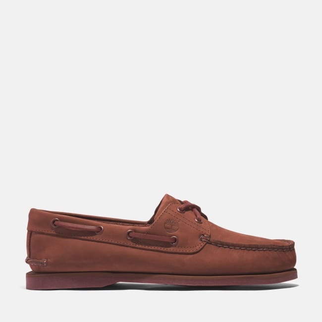 Scarpa da Barca in Pelle Classic da Uomo in                rosso scuro