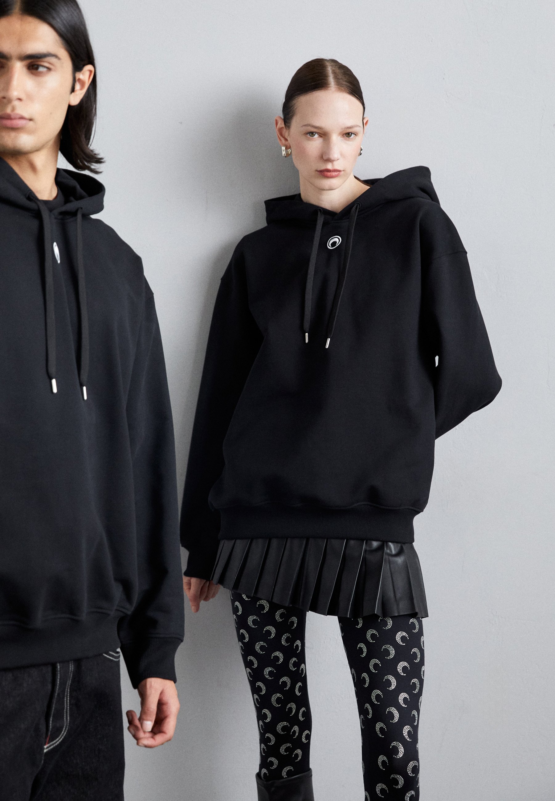 Sweat à capuche unisexe Marine Serre Moon Logo - Noir